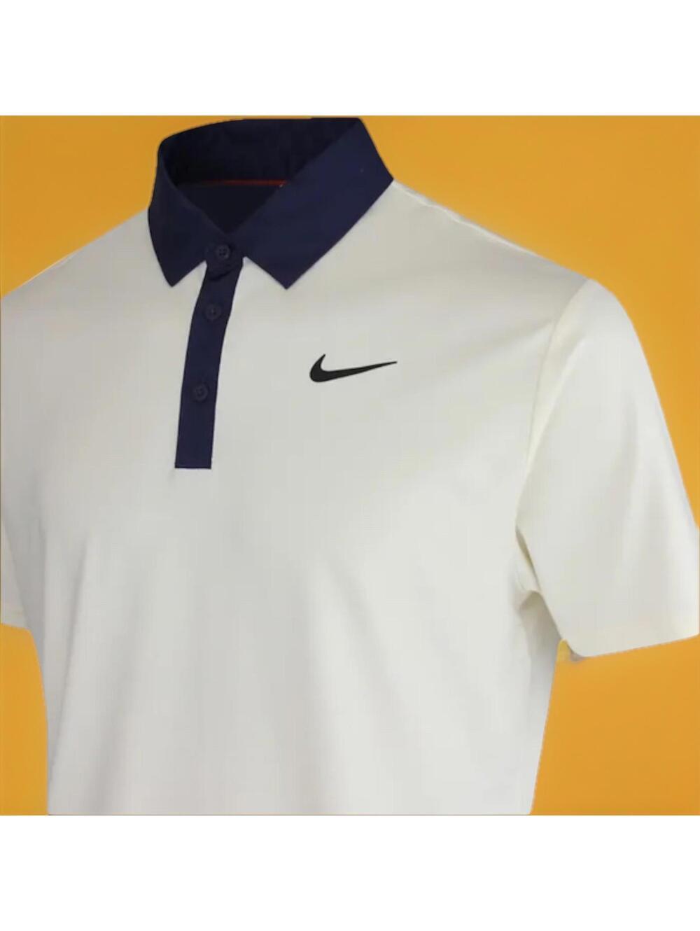 $80 NWT Nike Dri-FIT Tour Contrast Golf Polo Ivory/Navy Size XXL FZ7501-110